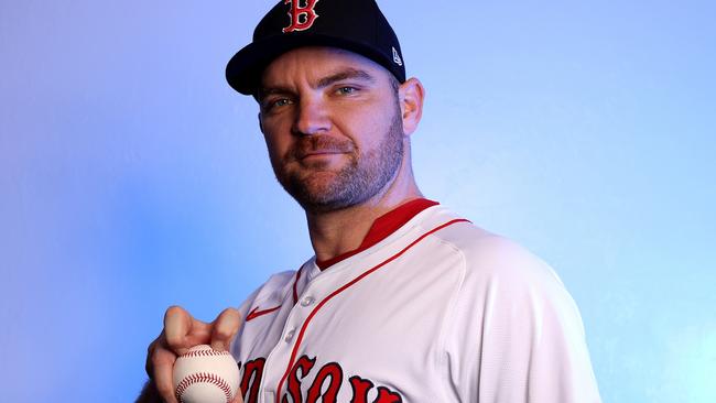 FORT MYERS, FLORIDA - FEBRUARY 20: Liam Hendriks of the Boston Red Sox poses for a portrait at JetBlue Park at Fenway South on February 20, 2024 in Fort Myers, Florida. (Photo by Elsa/Getty Images)