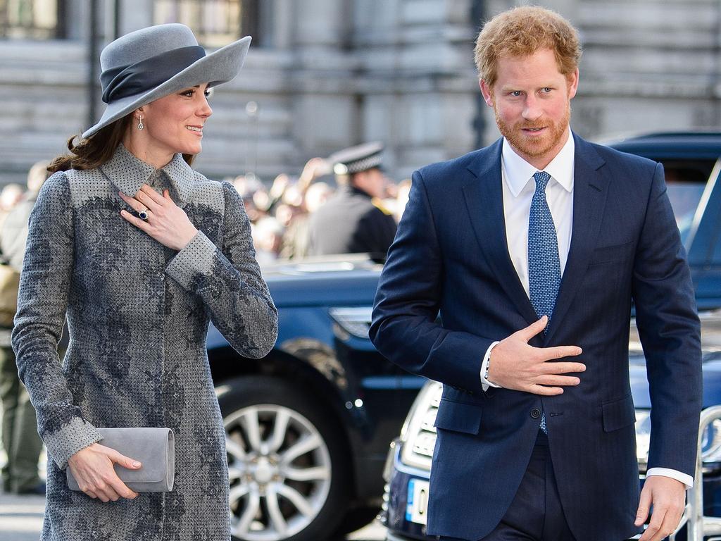 Britain’s Catherine, Duchess of Cambridgeand Britain’s Prince Harry arrive to attend a Commonwealth Service at Westminster Abbey in central London on March 14, 2016. Picture: AFP