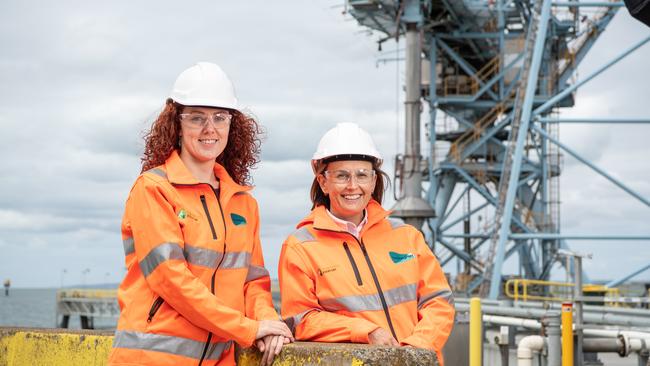 GeelongPort head of infrastructure delivery Sinead Redman and sustainability manager Amy Gillett. Picture: Brad Fleet