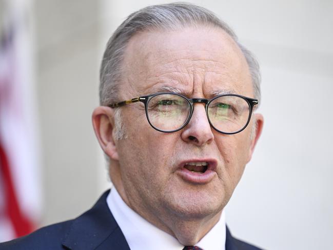 CANBERRA, AUSTRALIA  - NewsWire Photos - February 5, 2025: Prime Minister Anthony Albanese and Minister for Health and Aged Care Mark Butler hold a press conference at Parliament House in Canberra NewsWire / Martin Ollman