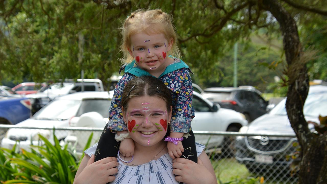 Daintree State School 2024 Centenary Celebration: Zoe Westbrook, 2, and Taylah McPaul. Picture: Bronwyn Farr