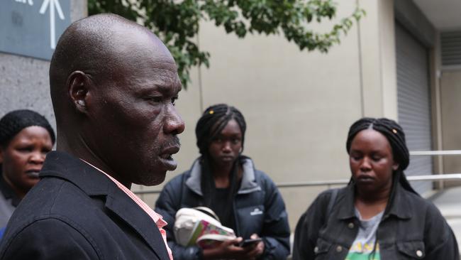 Father of Laa Chol, Daniel Kumyrith and family members leave the Children's Court in Melbourne in March this year. Picture: David Crosling/AAP.