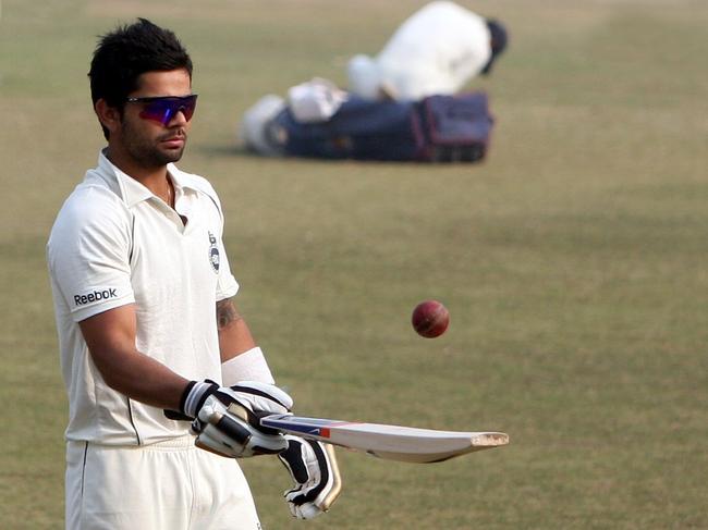 Virat Kohli pictured playing for Delhi Ranji Cricket Team back in 2009. Picture: Qamar Sibtain/The India Today Group via Getty Images