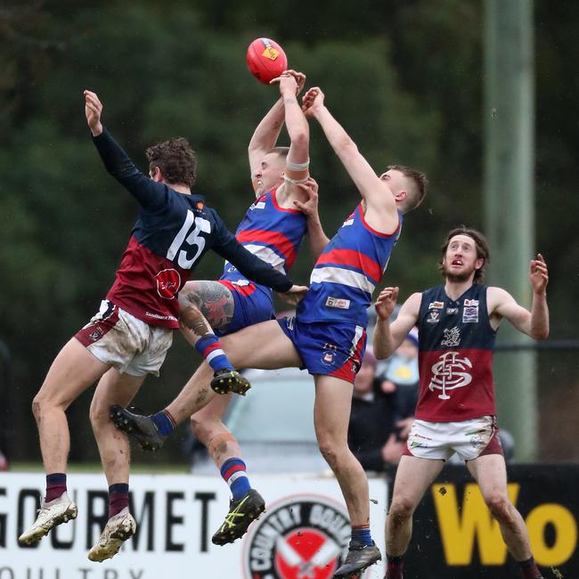 Gisborne duo Jack Scanlon and Zac Denahy are best placed to take the ball.