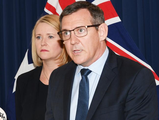 Chief Minister Michael Gunner and Police Minister Nicole Manison address the incident at Yuendumu. Picture: Katrina Bridgeford