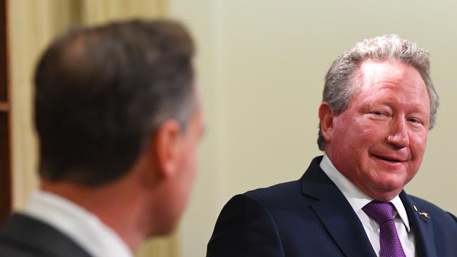 Andrew Forrest addresses the media at the Commonwealth Parliamentary Offices in Melbourne. Picture; AAP.