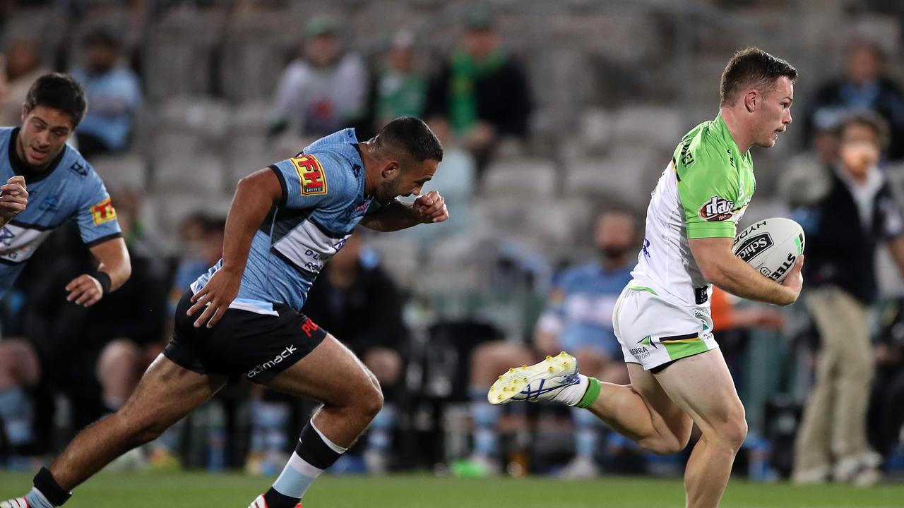 Tom Starling runs away for the Raiders