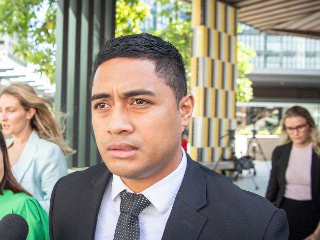 11-04-2022 NRL player Anthony Milford leaves Brisbane Magistrates court. Picture: Brad Fleet