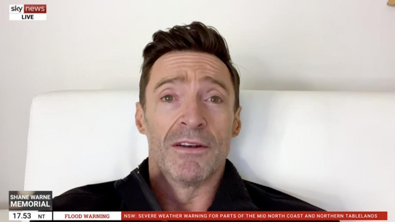 Hugh Jackman tribute to Shane Warne at his Memorial Picture: Sky News