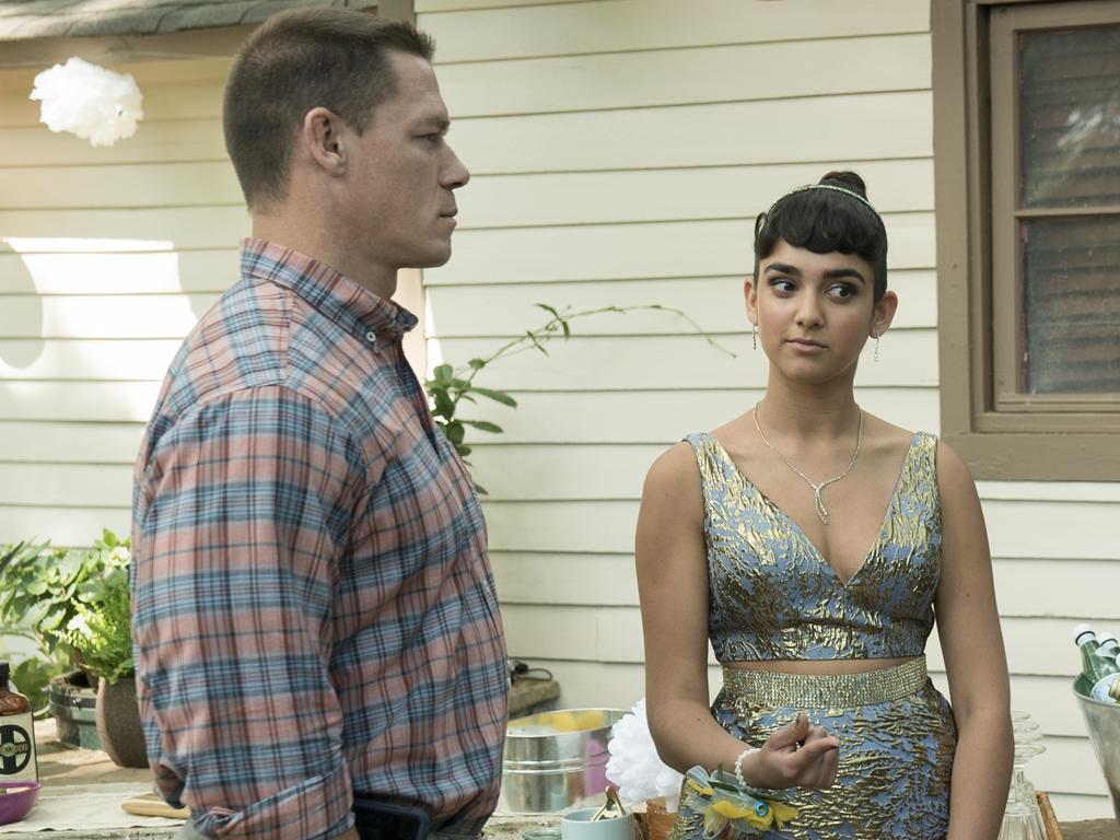 John Cena with Geraldine Viswanathan in her breakout role in sex comedy Blockers.