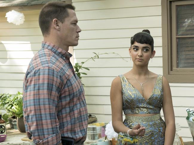 John Cena with Geraldine Viswanathan in her breakout role in sex comedy Blockers.