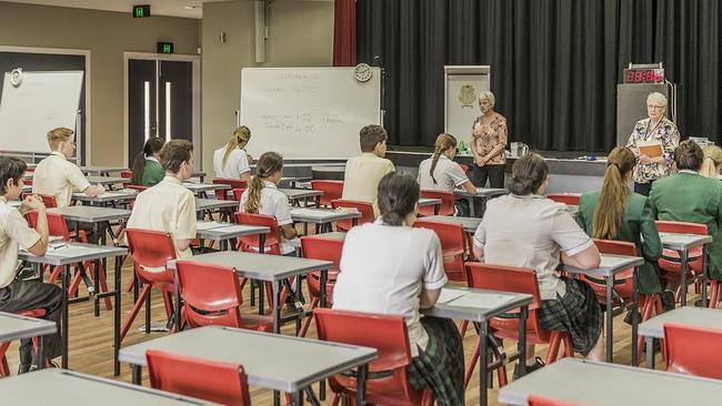 Students sitting an exam.