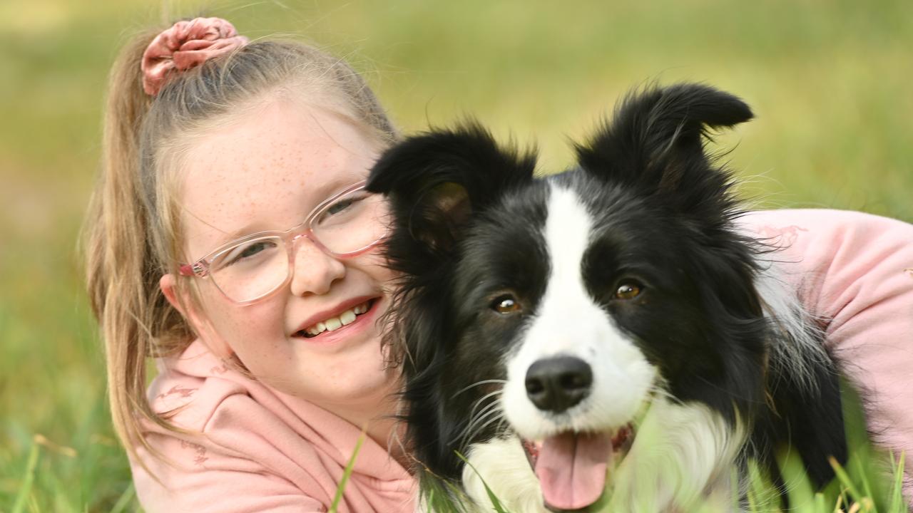 Madison Russell, 8 and SA’s Cutest Dog winner Rosie the Border Collie. Picture: Keryn Stevens