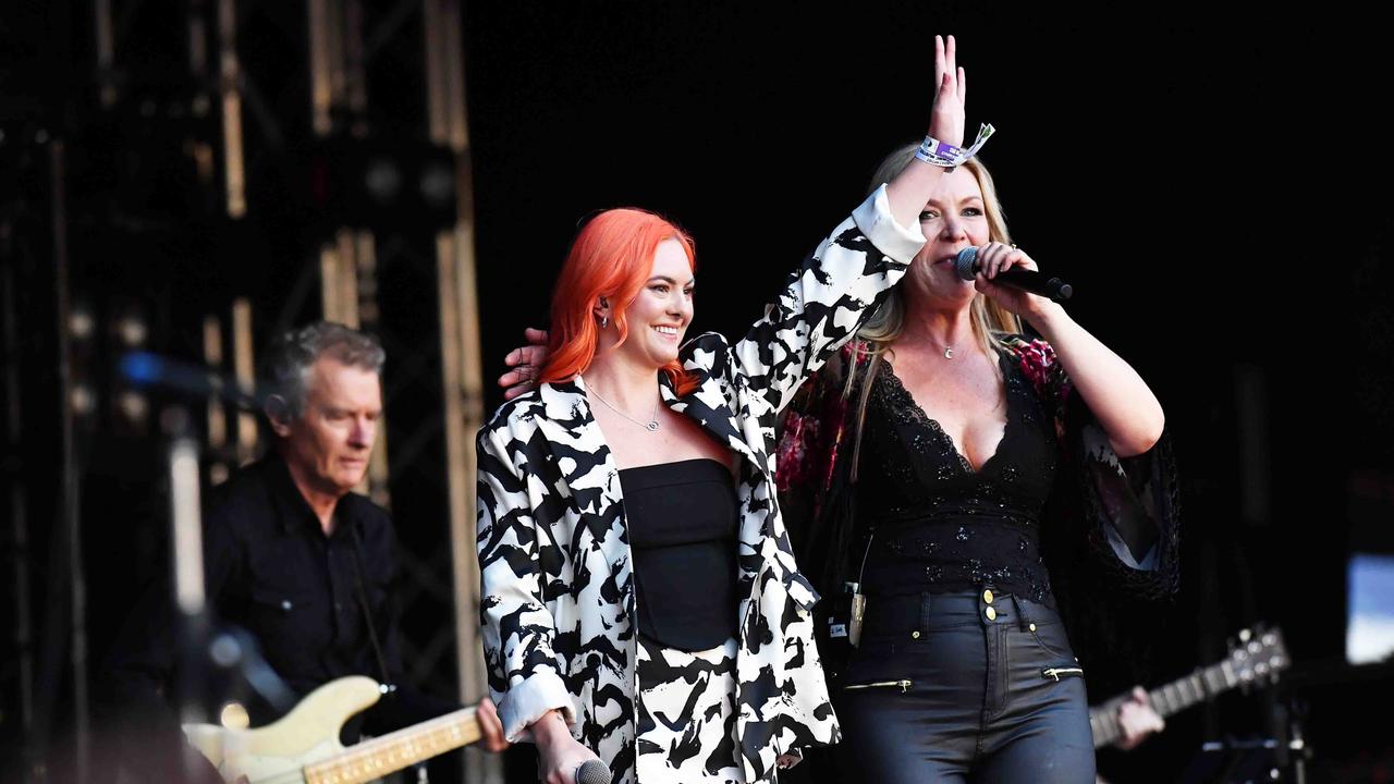 Gina Jefferys and Brooke MMcClymont performs main stage at Gympie Music Muster. Picture: Patrick Woods.