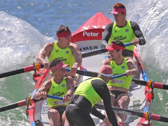 Collaroy Men's crew competing in the opening round of  the Ocean Thunder Series at Dee Why Beach. Pic credit: HarvPix.