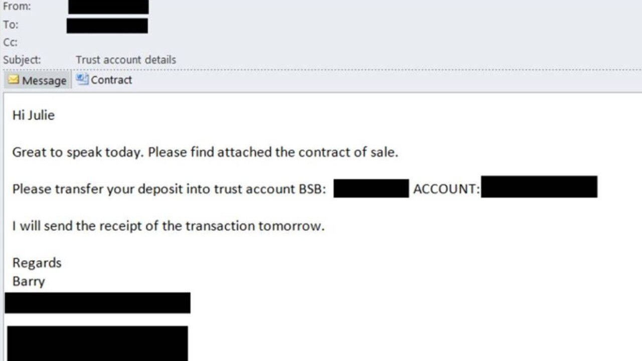An example of another business email compromise NAB has dealt with.
