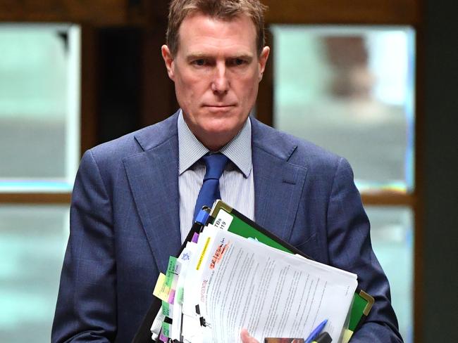 Attorney-General Christian Porter arrives for Question Time in the House of Representatives at Parliament House in Canberra, Tuesday, Tuesday, October 22, 2019. (AAP Image/Mick Tsikas) NO ARCHIVING