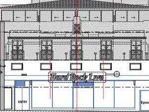 An architect's drawing of the exterior of the proposed Hard Rock Live on The Corso at Manly. Picture: Grain Architects