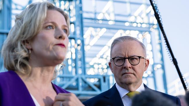 Anthony Albanese visits the Prospect Corner housing development in Adelaide with Housing Minister Clare O'Neil during in the election campaign. Picture: Jason Edwards / NewsWire