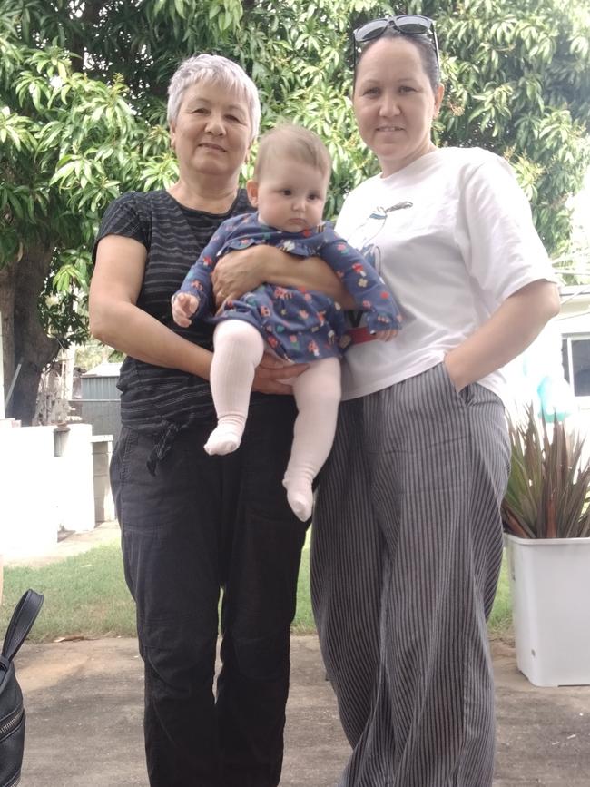 Anastasiia Indiukova with her mother Halyna and her daughter Solomia.