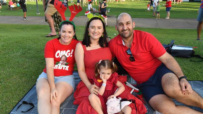 Carols by Candlelight at Riverway 2022. Alisa Paine with Renee and Nick Rozis with Valentina, 3. Picture: Evan Morgan