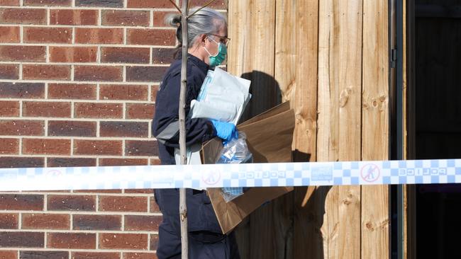 Police at the scene on Monday. Picture: David Caird