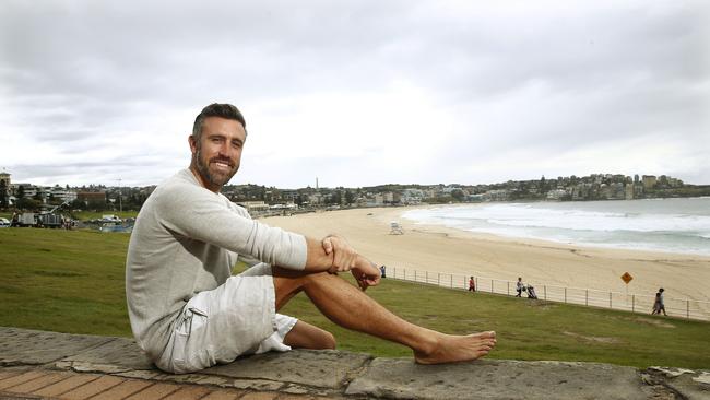 Luke McLeod founder of online live streamed meditation platform, Soul alive, at Bondi Beach. Picture: John Appleyard