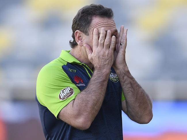 Raiders coach Ricky Stuart copped a historic punishment for his comments. Picture: Ian Hitchcock/Getty