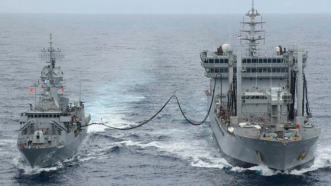 Ships taking part in the second phase of the Malabar naval exercise in the Arabian sea – India, Australia, Japan and US started the second phase of a strategic navy drill in November 2020 in the Northern Arabian sea. Picture: Indian Navy/AFP