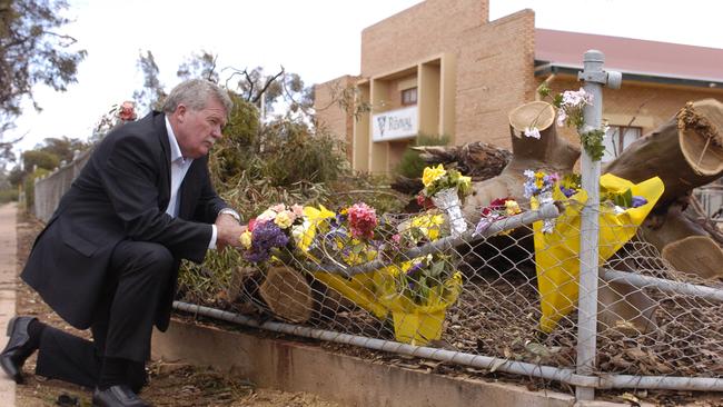 Whyalla Mayor Jim Pollock at the site of the accident that killed Deanna Sherry at The Revival Fellowship church when she was struck by a falling tree in October 2007.