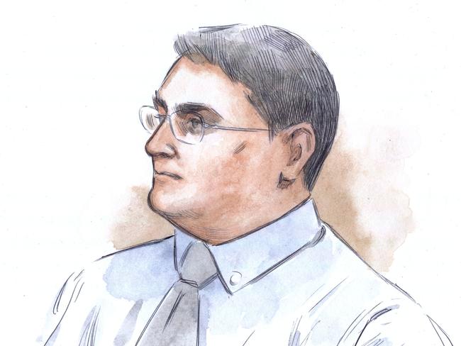 A court sketch of Bradley Robert Edwards from October, 2019. Picture: AAP