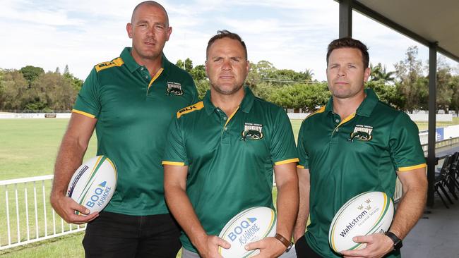 Co-coaches Darren Uys and Marius van der Nist and director of rugby Kris Burton. Picture: Tertius Pickard.