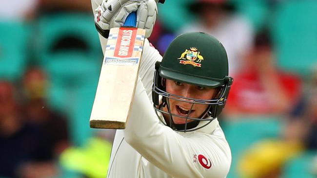 Matt Renshaw drives during day 1 of the 3rd Test between Australia and Pakistan at the SCG , Moore Park . Picture : Gregg Porteous