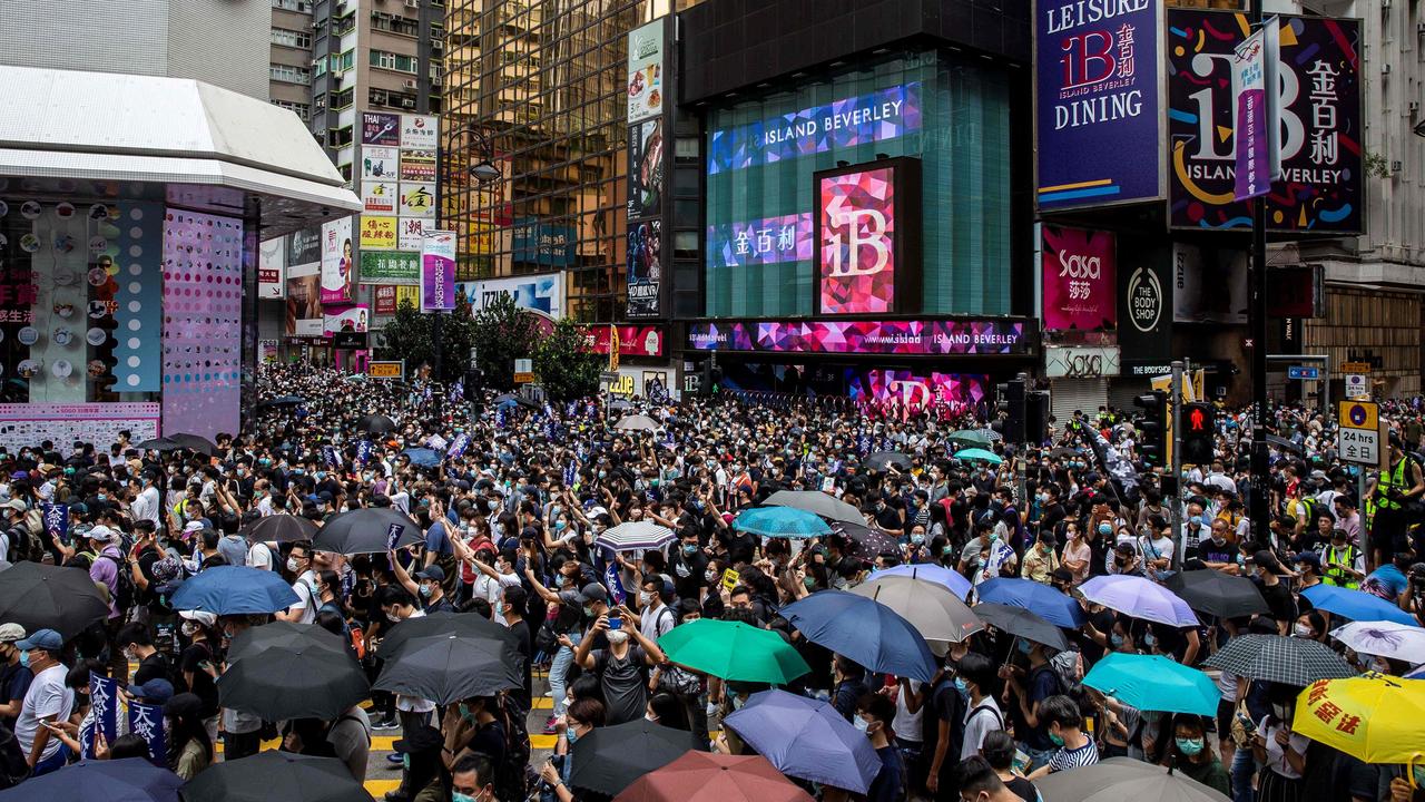 Thousands of pro-democracy protesters gather in Causeway Bay district of Hong Kong. Picture: AFP