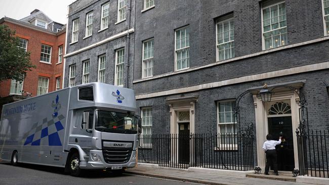 A removal van outside No. 10 Downing Street. Picture: AFP.