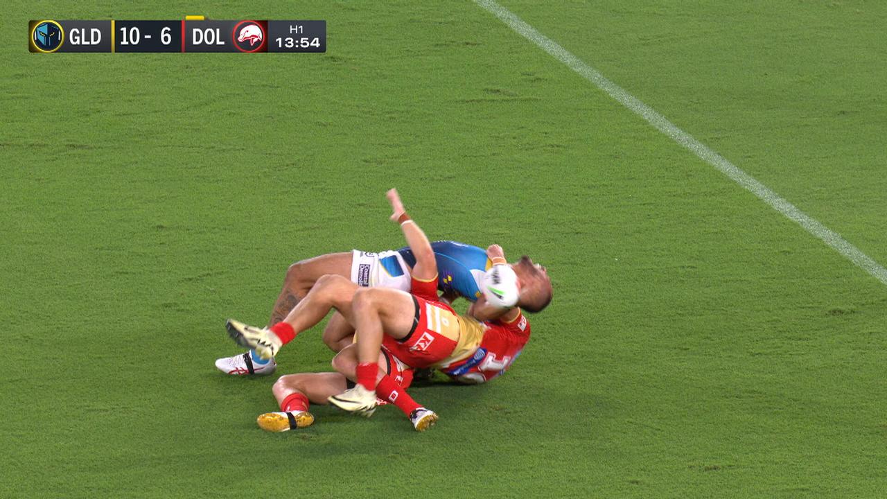 Max Plath binned for a hip-drop tackle.