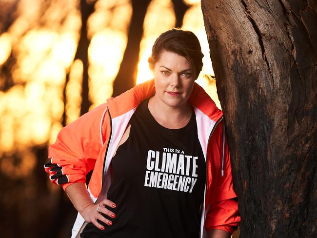 Sarah Hanson-Young in the fire-ravaged Adelaide Hills, where she regularly exercises. Photo: Matt Loxton. MATT LOXTON