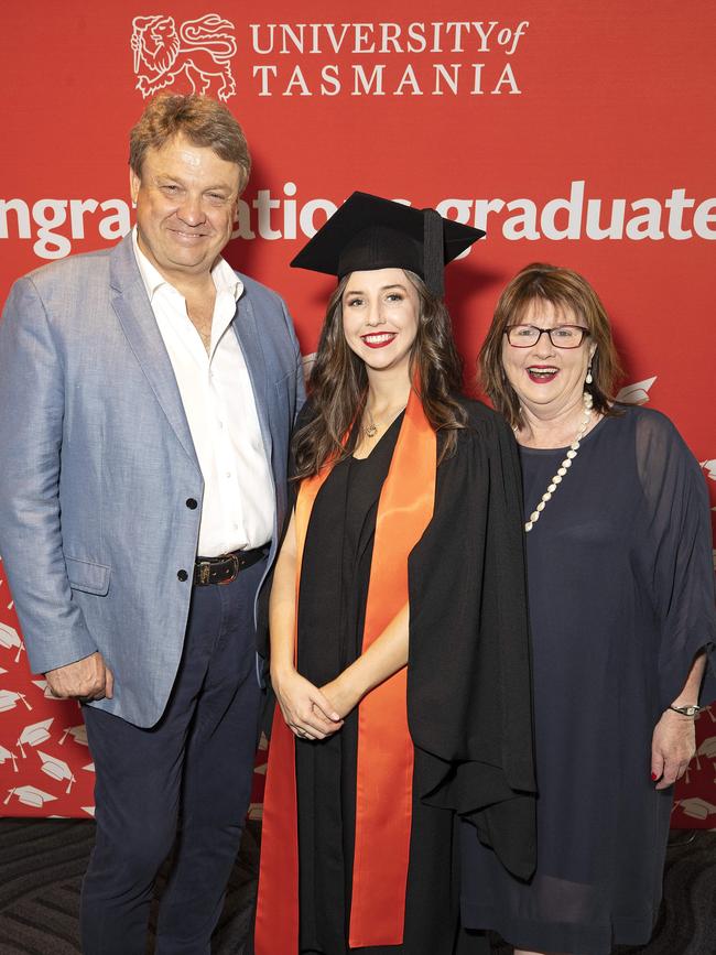 UTAS graduations at Hobart, Peter, Jessica and Judy Martin. Picture Chris Kidd