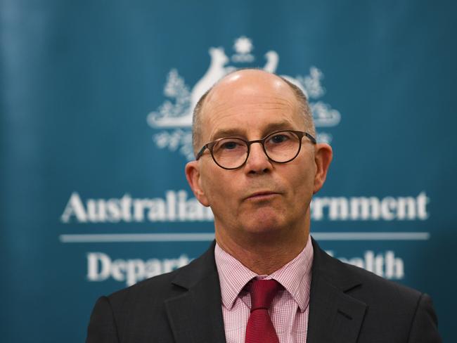 Deputy Chief Medical Officer Professor Paul Kelly speaks to the media. Picture: AAP