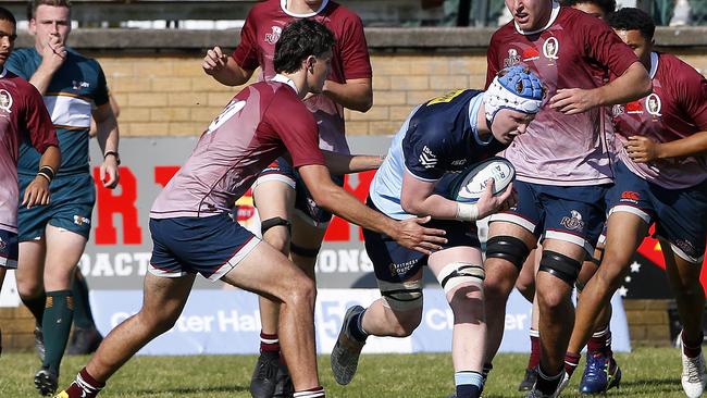 Waratahs' Austin Durbridge with the ball. Junior Rugby Union. Under 18s NSW Waratahs v Queensland Reds. Picture: John Appleyard