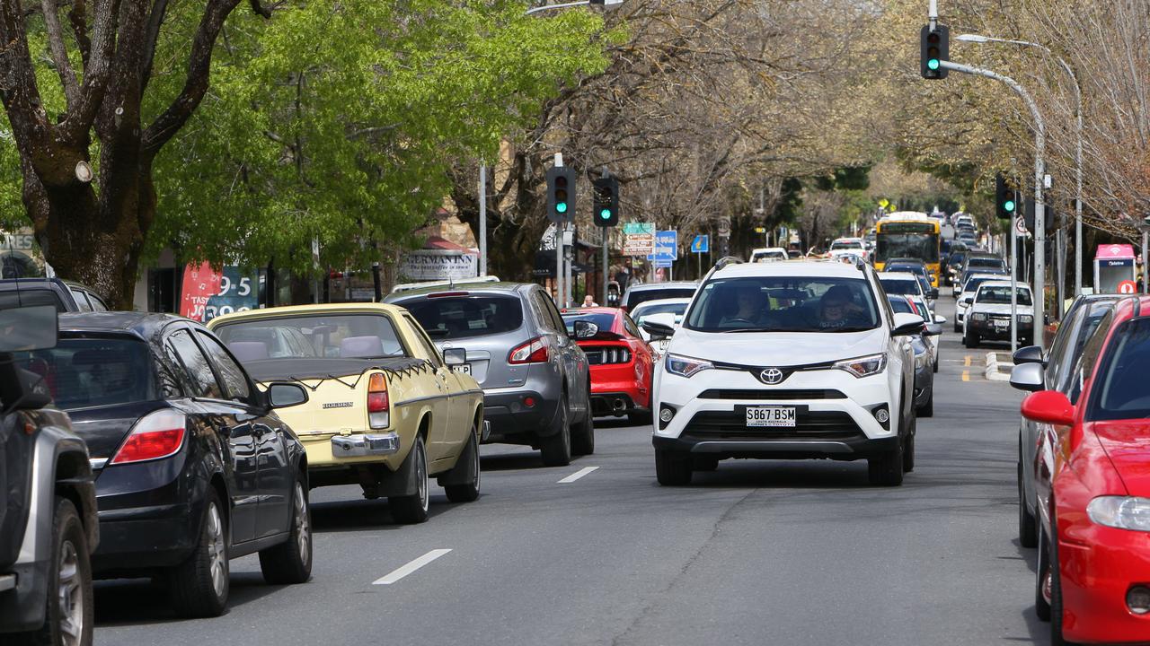 The clogged main street in Hahndorf. Picture: Emma Brasier