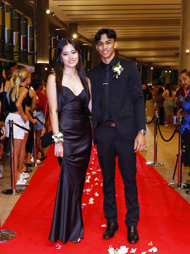 Nao Ueta and Yuri Manguvot at the Trinity Bay High School formal evening, held at the Cairns Convention Centre. Picture: Brendan Radke