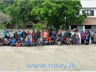 There 50 males including seven who were involved in the organisation of the trip, 11 women and three children on board the boat. Picture: Sri Lanka Navy