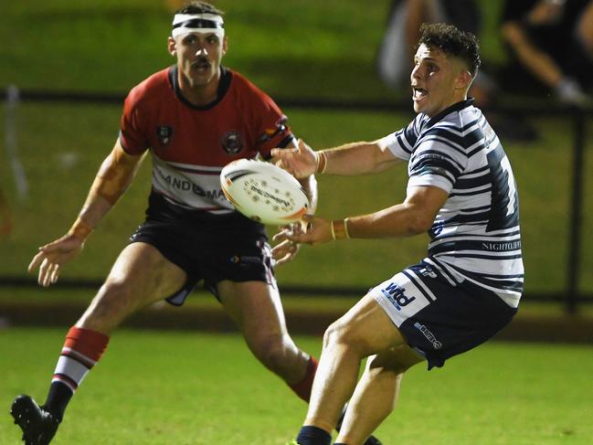 Star young Brothers halfback Thomas Clarke on the attack against Litchfield in the 2020 NRL NT Grand Final. Picture: Katrina Bridgeford