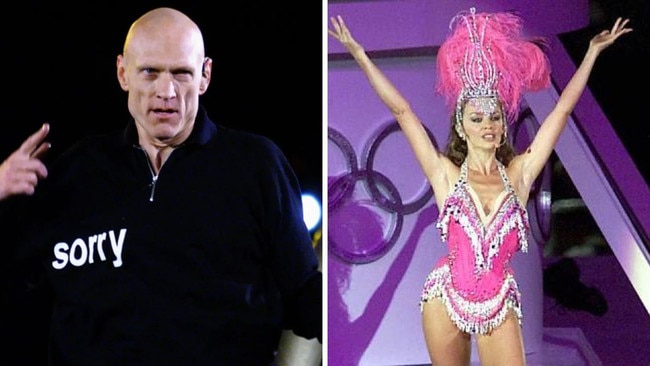 Peter Garrett and Kylie Minogue at the Sydney Olympics in 2000