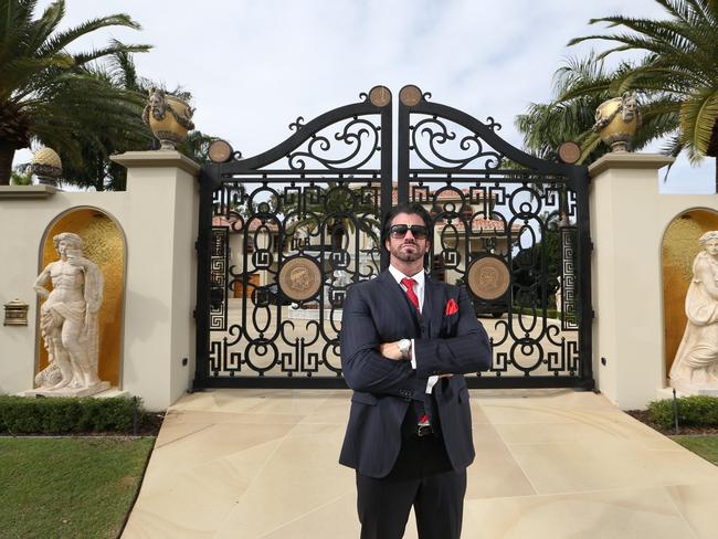 Candyman Travers Beynon at his Hope Island mansion. Picture: Glenn Hampson