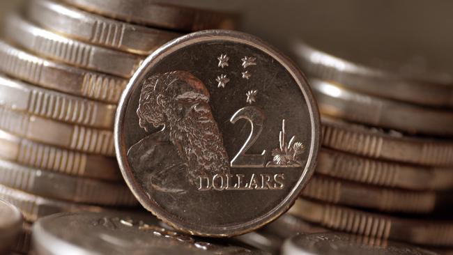 Focus on an Australian two dollar coin