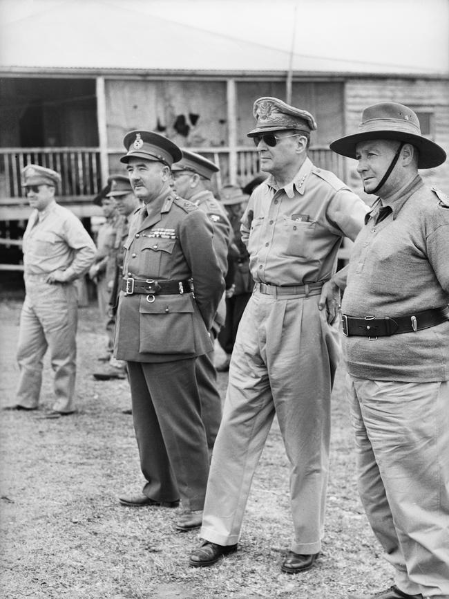 General Douglas Macarthur (centre) also dined at Mama Luigi’s. Picture: Australian War Memorial