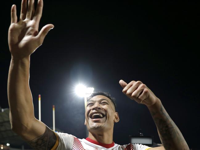 Folau gestures to the crowd. Picture: AP