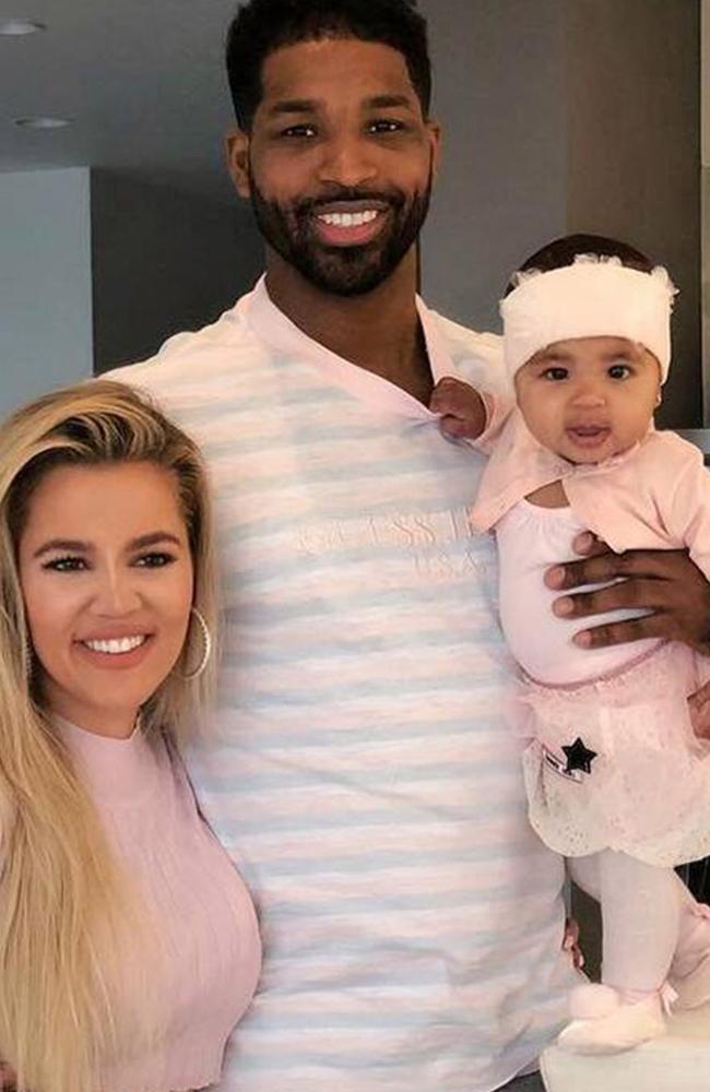 Khloe and Tristan with their daughter True. Picture: Instagram